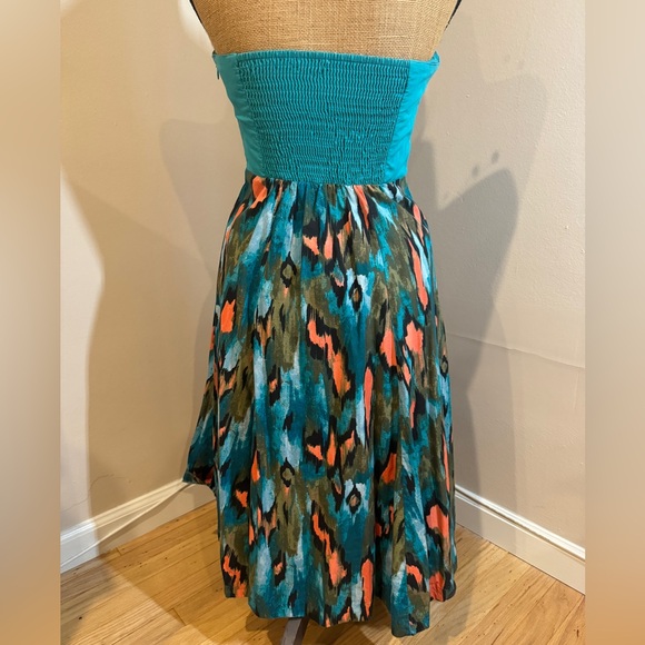 Anthropologie, strapless, teal dress with pockets - Picture 2 of 2